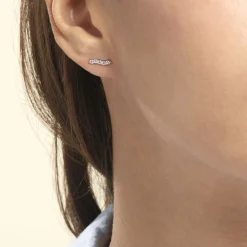 Boucles D'oreilles Puces Dahina Or Blanc Oxyde De Zirconium-Histoire d'Or New