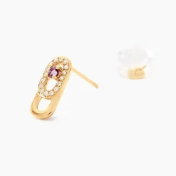 Histoire d'Or Boucles D'oreilles Puces Deonne Or Jaune Améthyste Oxyde De Zirconium