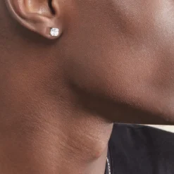 Boucles D'oreilles Puces Doreen Carre Or Blanc Oxyde De Zirconium-Histoire d'Or Best