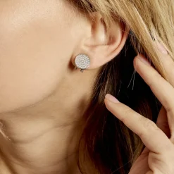 Histoire d'Or Boucles D'oreilles Puces Darwin Argent Blanc Oxyde