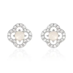 Histoire d'Or Boucles D'oreilles Puces Dally Argent Blanc Quartz Oxyde De Zirconium