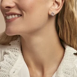 Histoire d'Or Boucles D'oreilles Puces Dally Argent Blanc Quartz Oxyde De Zirconium