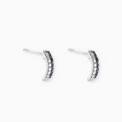 Boucles D'oreilles Puces Demi Lune Or Blanc Diamant-Histoire d'Or Best