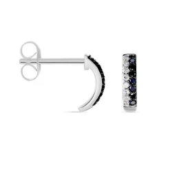 Boucles D'oreilles Puces Demi Lune Or Blanc Diamant-Histoire d'Or Best