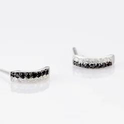 Boucles D'oreilles Puces Demi Lune Or Blanc Diamant-Histoire d'Or Best