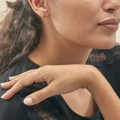 Boucles D'oreilles Puces Demi Lune Or Blanc Diamant-Histoire d'Or Best