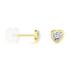 Histoire d'Or Boucles D'oreilles Puces Daria C艙ur 0 Or Jaune Strass