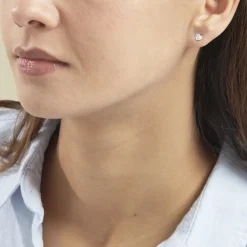 Histoire d'Or Boucles D'oreilles Puces Daria Coeur Plein Or Blanc Oxyde De Zirconium