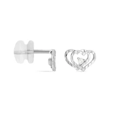 Histoire d'Or Boucles D'oreilles Puces Daria Double Coeurs Or Blanc Oxyde