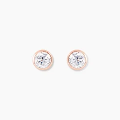 Histoire d'Or Boucles D'oreilles Puces Daria Serti Clos Or Rose Oxyde De Zirconium