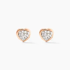 Histoire d'Or Boucles D'oreilles Puces Daria C艙ur 0 Or Rose Strass
