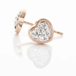 Histoire d'Or Boucles D'oreilles Puces Daria C艙ur 0 Or Rose Strass