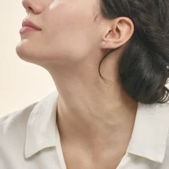 Histoire d'Or Boucles D'oreilles Puces Domitia Or Blanc Diamant