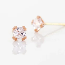Histoire d'Or Boucles D'oreilles Puces Doreen Carre Or Rose Oxyde De Zirconium