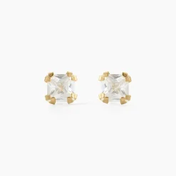 Boucles D'oreilles Puces Doreen Carre Or Jaune Oxyde De Zirconium-Histoire d'Or New