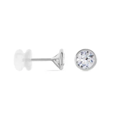 Histoire d'Or Boucles D'oreilles Puces Daria Serti Clos Or Blanc Oxyde De Zirconium