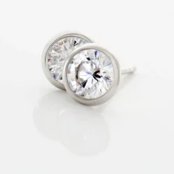 Histoire d'Or Boucles D'oreilles Puces Daria Serti Clos Or Blanc Oxyde De Zirconium