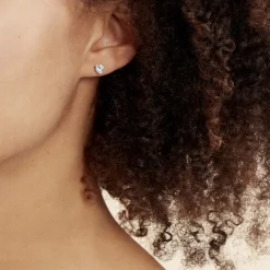 Histoire d'Or Boucles D'oreilles Puces Daria Serti Clos Or Blanc Oxyde De Zirconium