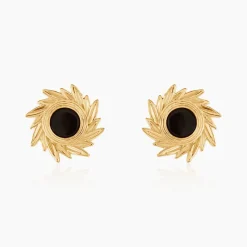 Boucles D'oreilles Puces Delroy Plaque Or Jaune Agate-Histoire d'Or Online