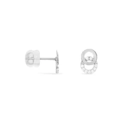 Boucles D'oreilles Puces Edmee Double Cercles Or Blanc Oxyde-Histoire d'Or Clearance