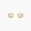 Histoire d'Or Boucles D'oreilles Puces Edmee Cercle 0 Or Jaune Strass