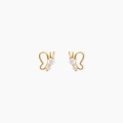 Histoire d'Or Boucles D'oreilles Puces Evaelle Papillon Or Jaune Oxyde De Zirconium