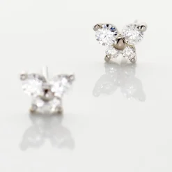 Histoire d'Or Boucles D'oreilles Puces Eleanor Fleur Or Blanc Oxyde De Zirconium