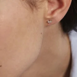 Histoire d'Or Boucles D'oreilles Puces Eleanor Fleur Or Blanc Oxyde De Zirconium