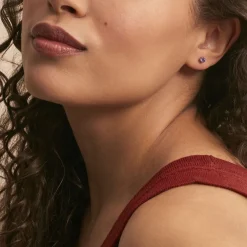 Boucles D'oreilles Puces Elea Serti Griffes 3 Or Blanc Amethyste-Histoire d'Or Clearance