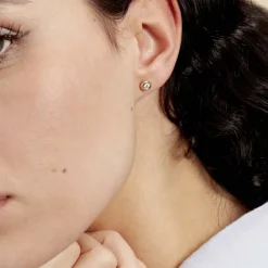 Boucles D'oreilles Puces Eden Serti Pneu Or Jaune Oxyde De Zirconium-Histoire d'Or Best