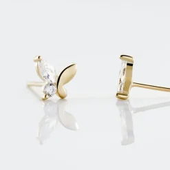 Histoire d'Or Boucles D'oreilles Puces Evaelle Papillon Or Jaune Oxyde De Zirconium
