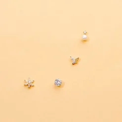 Histoire d'Or Boucles D'oreilles Puces Evaelle Papillon Or Jaune Oxyde De Zirconium