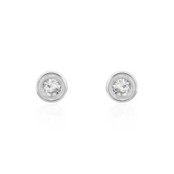 Histoire d'Or Boucles D'oreilles Puces Eden Serti Pneu Or Blanc Oxyde De Zirconium
