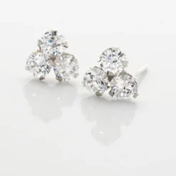 Histoire d'Or Boucles D'oreilles Puces Eleanor Fleur Or Blanc Oxyde De Zirconium