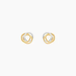 Histoire d'Or Boucles D'oreilles Puces Edmee Cercle Or Bicolore