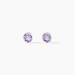 Boucles D'oreilles Puces Edy Serti Clos Or Blanc Amethyste-Histoire d'Or Sale