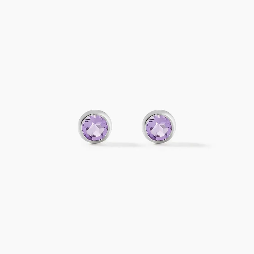 Boucles D'oreilles Puces Edy Serti Clos Or Blanc Amethyste-Histoire d'Or Sale