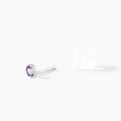 Boucles D'oreilles Puces Edy Serti Clos Or Blanc Amethyste-Histoire d'Or Sale