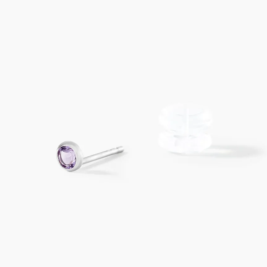 Boucles D'oreilles Puces Edy Serti Clos Or Blanc Amethyste-Histoire d'Or Sale