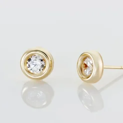 Histoire d'Or Boucles D'oreilles Puces Eden Serti Pneu Or Jaune Oxyde De Zirconium