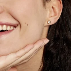 Histoire d'Or Boucles D'oreilles Puces Eden Serti Pneu Or Jaune Oxyde De Zirconium