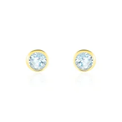 Histoire d'Or Boucles D'oreilles Puces Edy Serti Clos Or Jaune Topaze