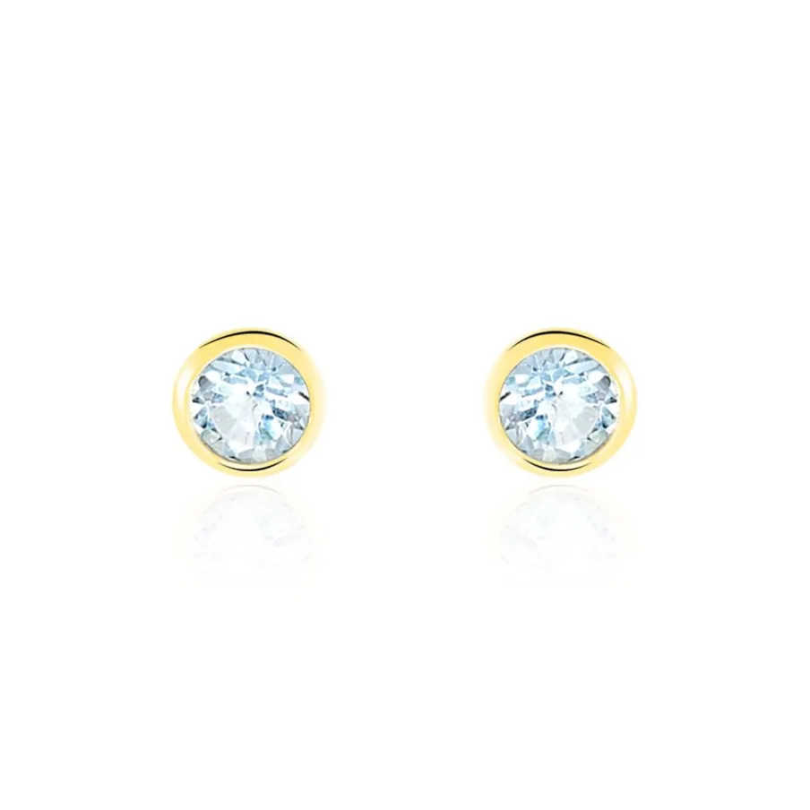 Histoire d'Or Boucles D'oreilles Puces Edy Serti Clos Or Jaune Topaze