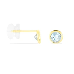 Histoire d'Or Boucles D'oreilles Puces Edy Serti Clos Or Jaune Topaze