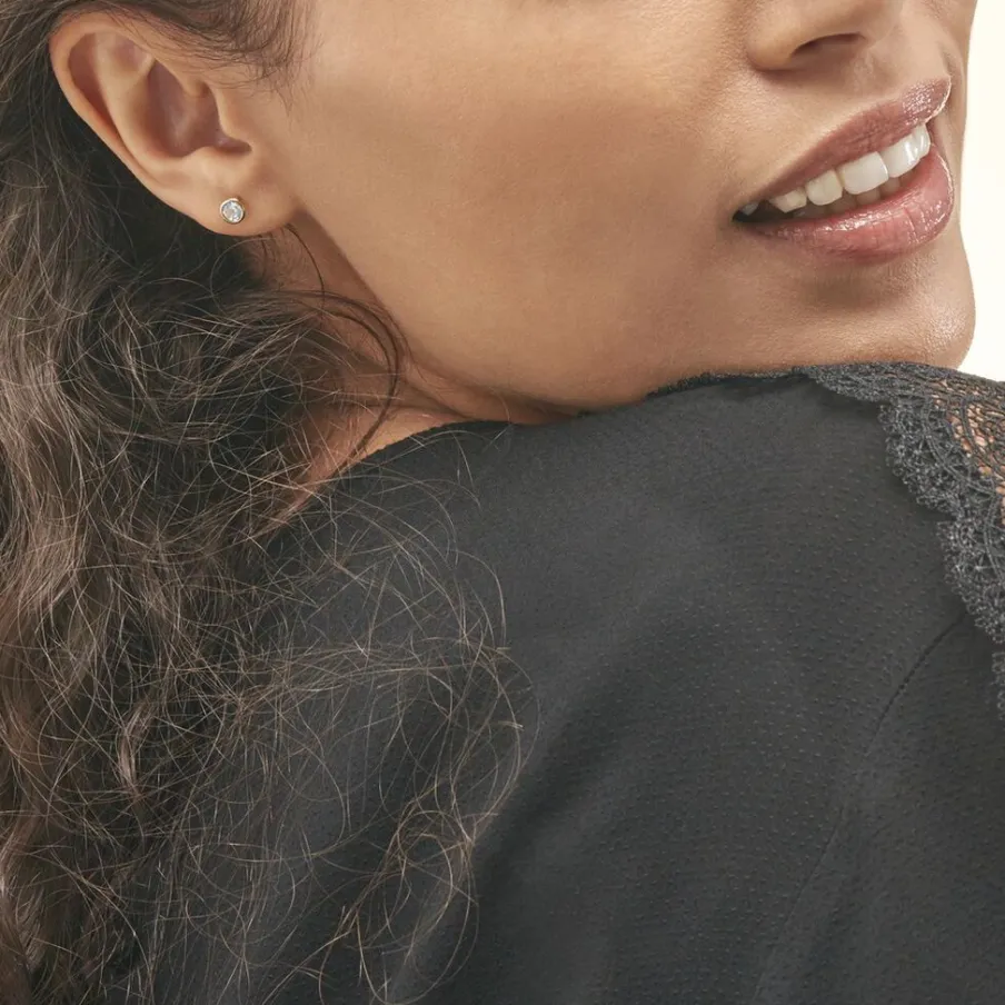 Histoire d'Or Boucles D'oreilles Puces Edy Serti Clos Or Jaune Topaze