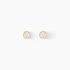 Boucles D'oreilles Puces Elda Serti Clos Or Jaune Oxyde De Zirconium-Histoire d'Or New