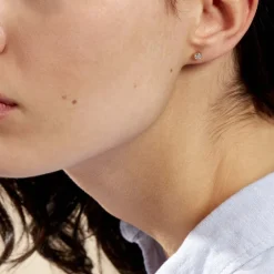 Boucles D'oreilles Puces Elda Serti Clos Or Jaune Oxyde De Zirconium-Histoire d'Or New