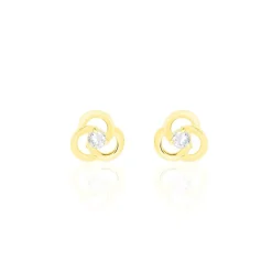 Boucles D'oreilles Puces Eleanor Fleur Or Jaune Oxyde De Zirconium-Histoire d'Or Clearance