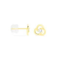 Boucles D'oreilles Puces Eleanor Fleur Or Jaune Oxyde De Zirconium-Histoire d'Or Clearance