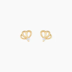 Boucles D'oreilles Puces Eleanor Fleur Or Jaune Oxyde De Zirconium-Histoire d'Or Online